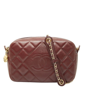 Chanel Matelasse Coco Mark Chain Shoulder Bag Pochette In Bordeaux