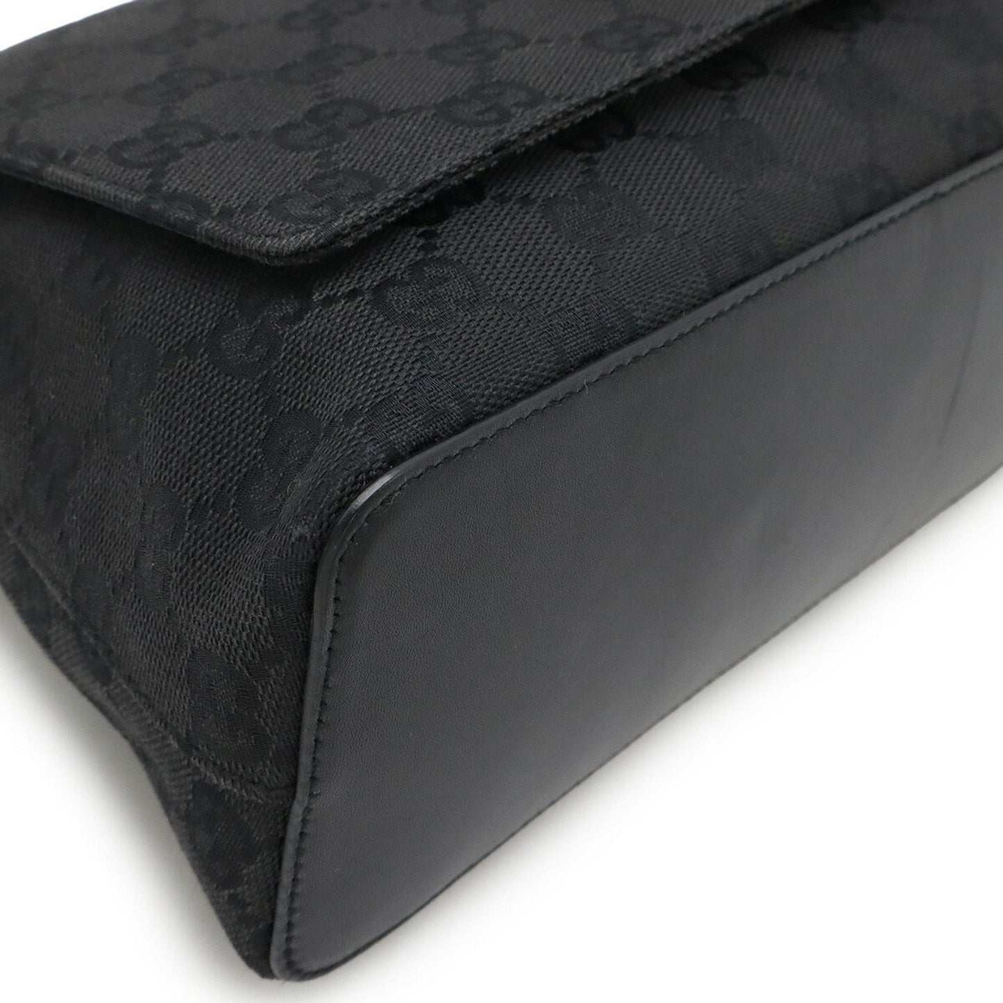 Gucci Gg Canvas Shoulder Bag Leather Black 90646