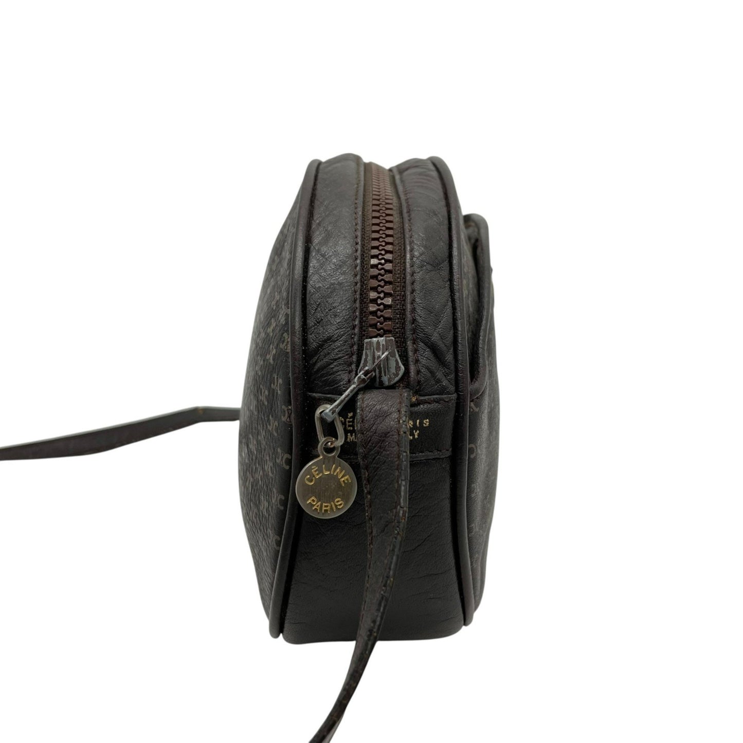 Celine Old Celine Macadam Triomphe Shoulder Bag In Brown Leather With Gold Hardware