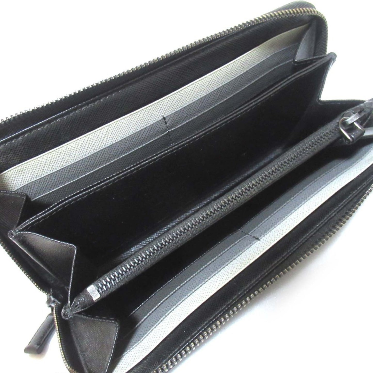 Prada Saffiano Leather Round Zip Long Wallet With Card Slots