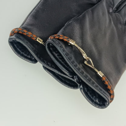 Hermes Jumbo Black Leather Gloves