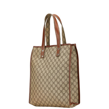 Gucci Gg Supreme Tote Bag 211135 Beige Brown Leather