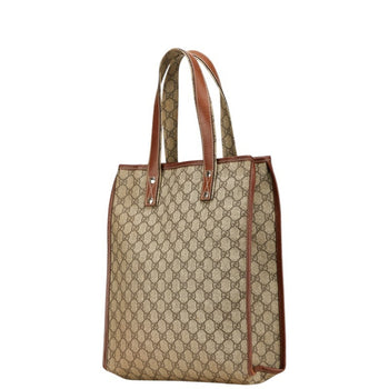 Gucci Gg Supreme Tote Bag 211135 Beige Brown Leather
