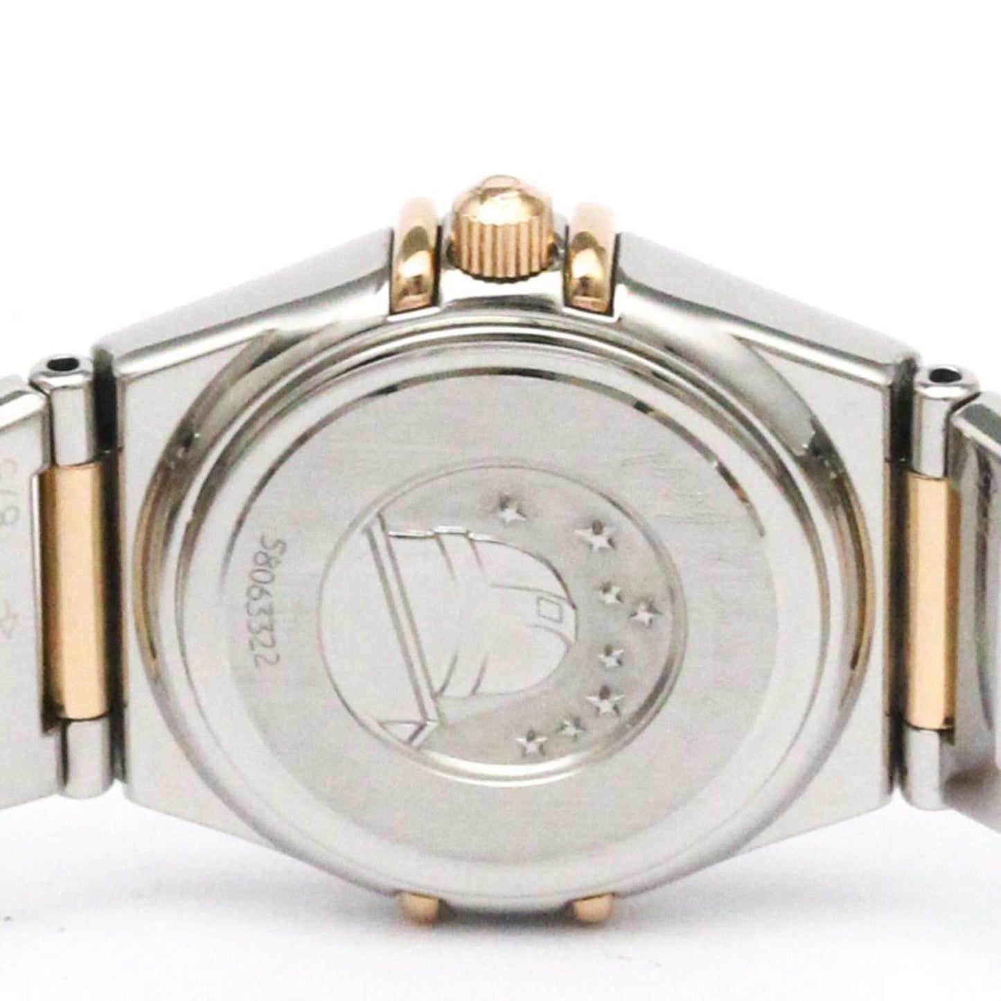 Omega Constellation Diamond Mop 18K Pink Gold Steel Watch 1368.71 Polished