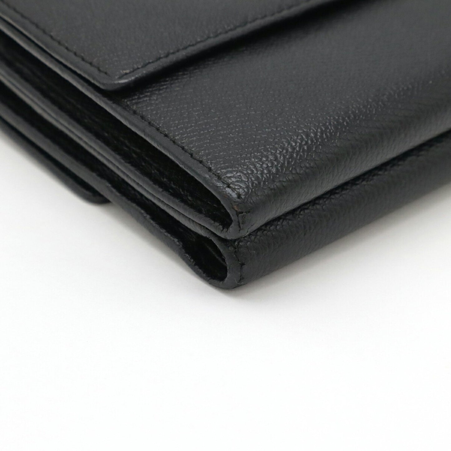 Chanel Coco Button Tri-Fold W Wallet Double Leather Black A20902