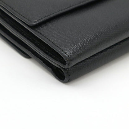 Chanel Coco Button Tri-Fold W Wallet Double Leather Black A20902