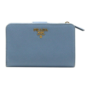 Prada Bi-Fold Wallet Saffiano Astrale Light Blue Snap Button