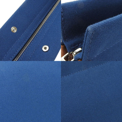 Hermes Clutch Bag Canvas Leather Navy Brown