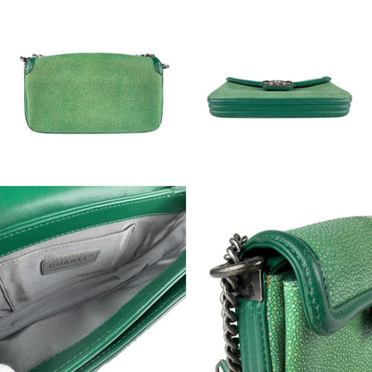 Chanel Boy Chanel Galuchat Green Shoulder Bag