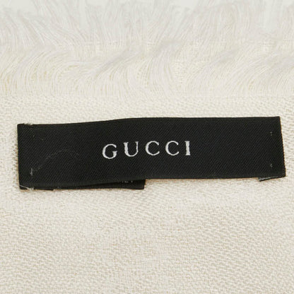 Gucci Gg Stripe Scarf Large Stole Beige Brown Wool
