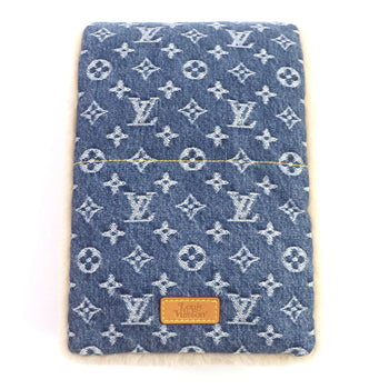 Louis Vuitton Nigo Echarpe Shearling Monogram Denim Leather Patch Reversible Scarf Blue/Beige With