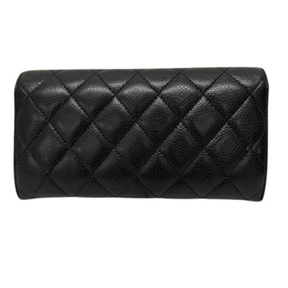 Chanel Classic Long Flap Wallet Matelasse Coco Mark Caviar Skin