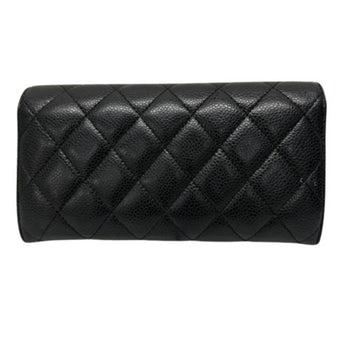 Chanel Classic Long Flap Wallet Matelasse Coco Mark Caviar Skin