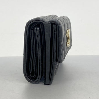 Chanel Matelasse Tri-Fold Wallet In Black Lambskin