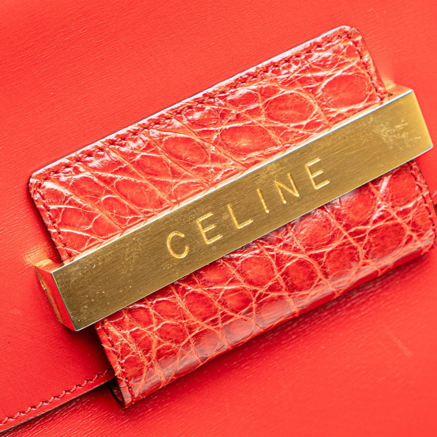 Celine Logo Clutch Bag In Red