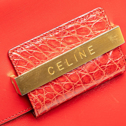 Celine Logo Clutch Bag In Red