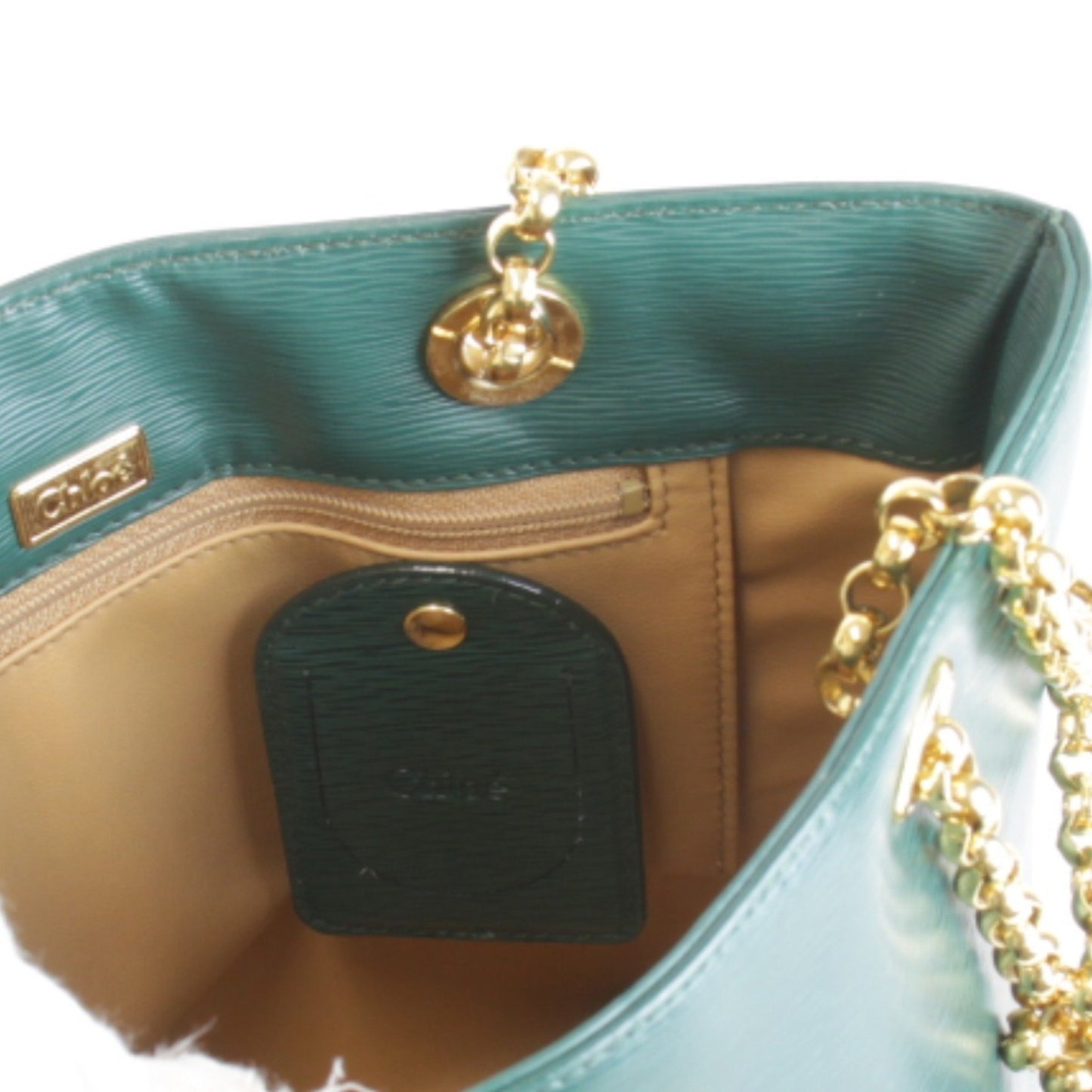Chlo Chloe Chain Shoulder Bag Leather Green