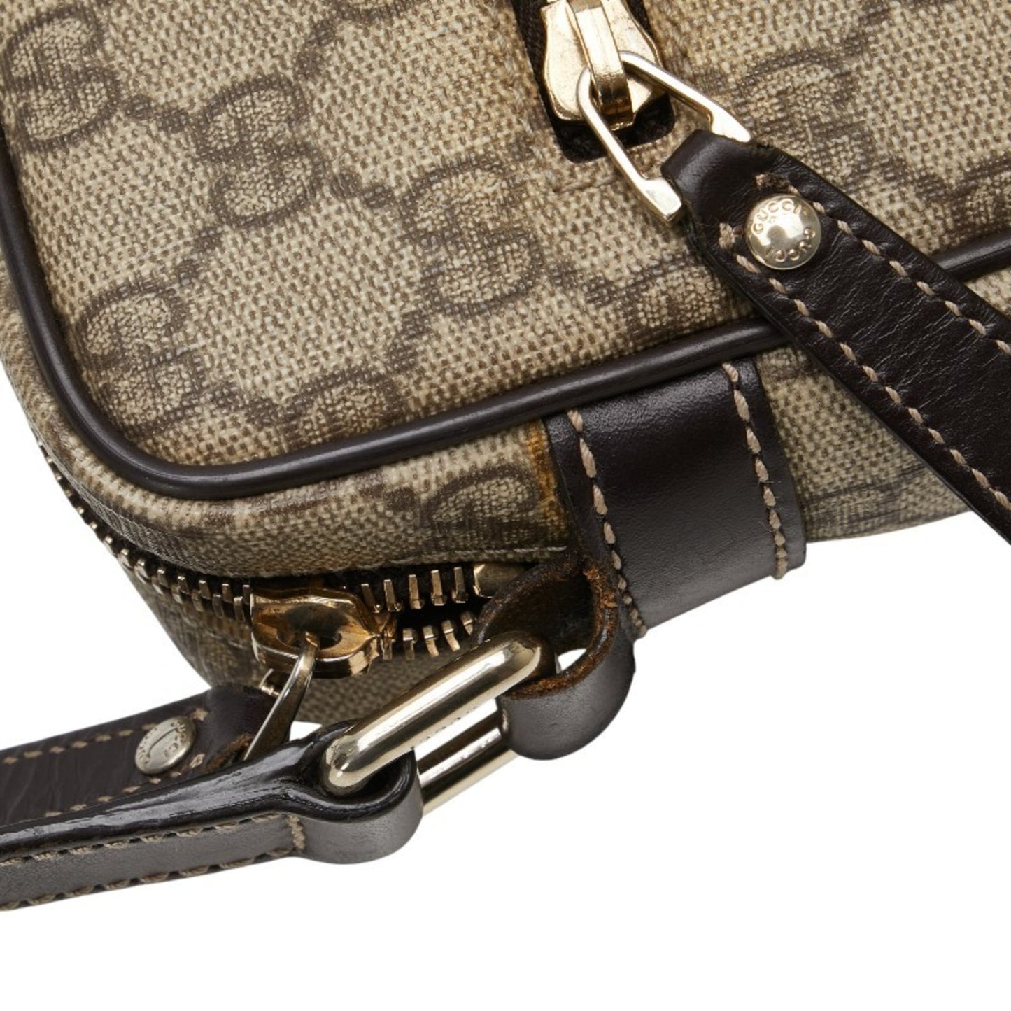 Gucci Gg Supreme Crossbody Shoulder Bag 201447 Beige Brown Leather