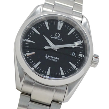 Omega Seamaster Aqua Terra 2518.50 Boys' Brand Watch Date Quartz Qz Stainless Steel Ss Silver Black