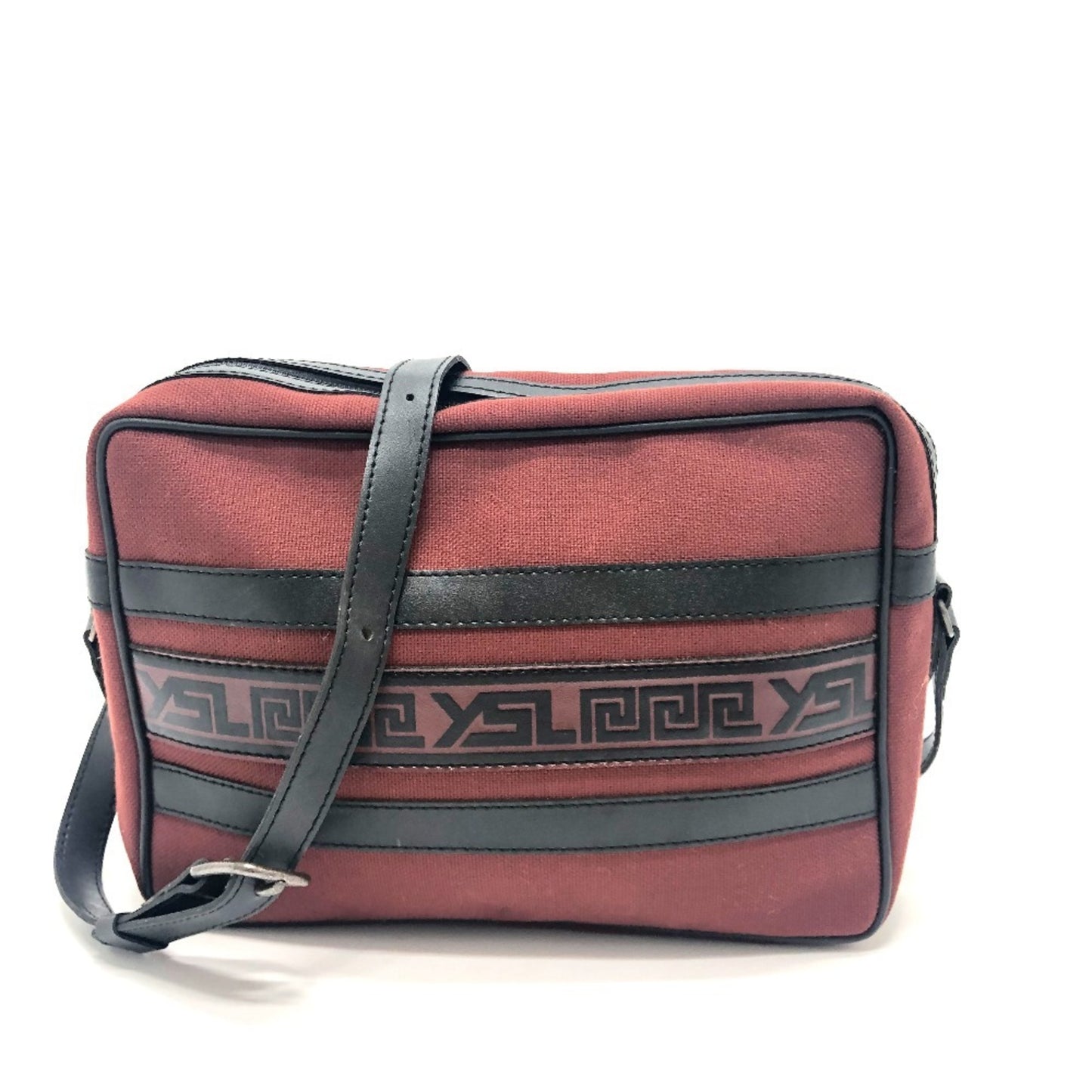 Yves Saint Laurent Logo Shoulder Bag/Logo Square Canvas/Leather