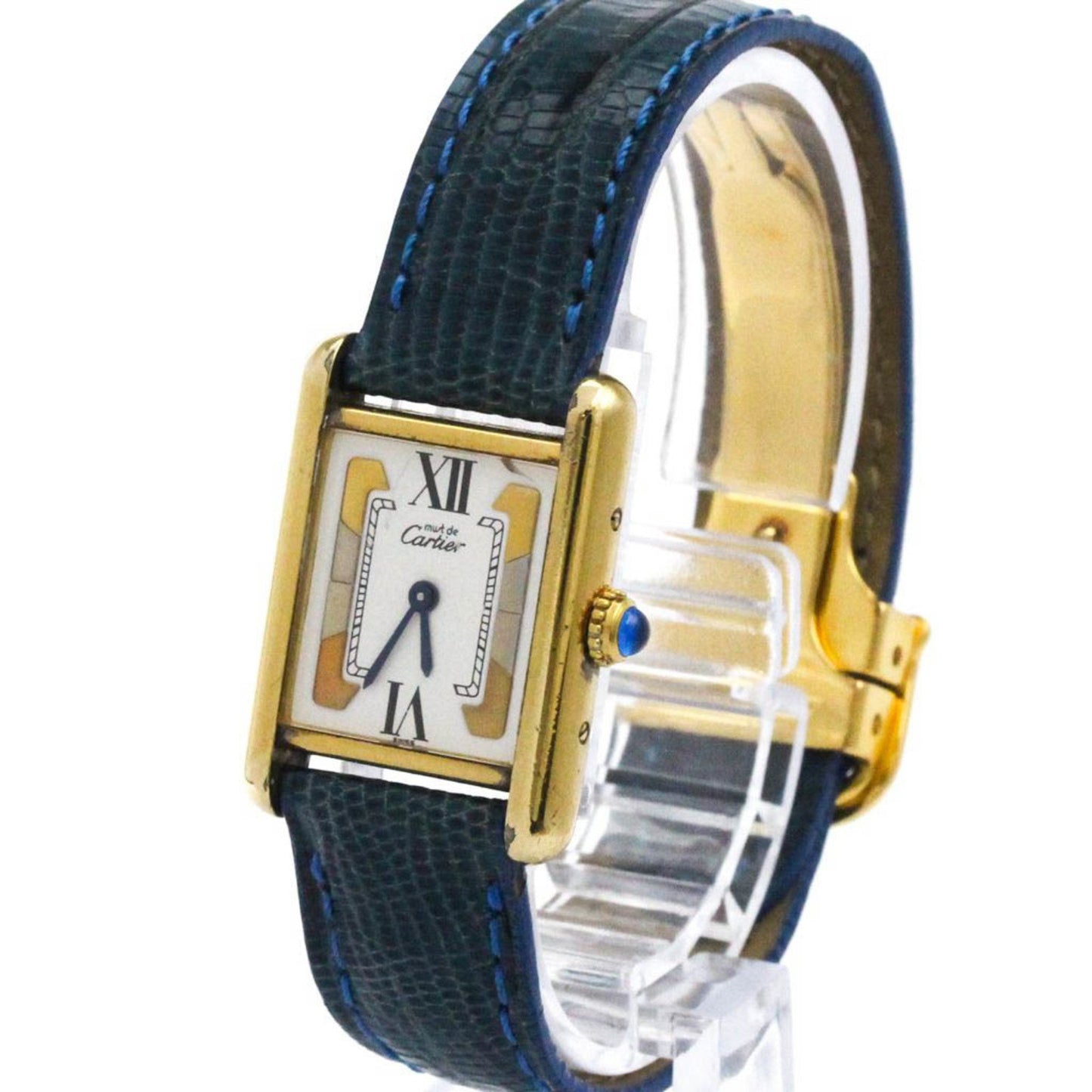 Cartier Tank Vermeil Gold Plated Leater Quartz
