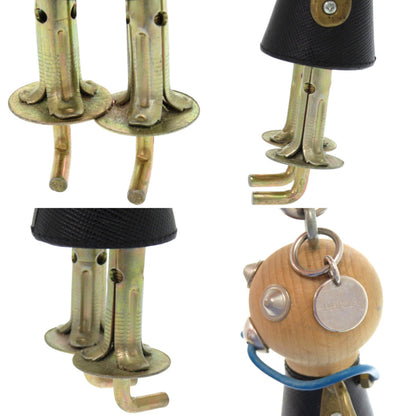 Prada Robot Leather Wood Metal Black Keychain 1707 Prada
