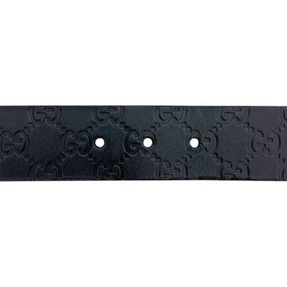 Gucci Belt Ec-24402 Black Striped 211362 479610 90 36 Waist 90Cm Leather Gucci Gg Embossed