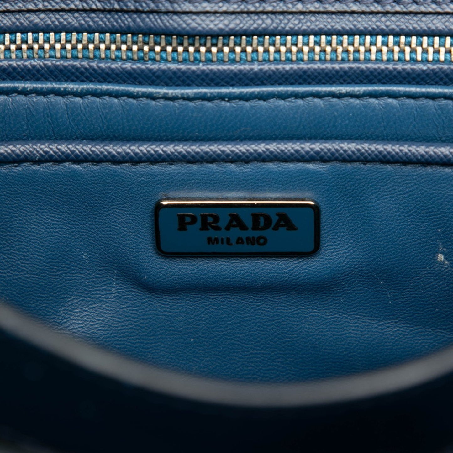 Prada 2-Way Handbag/Shoulder Bag B2485C Blue Saffiano Leather