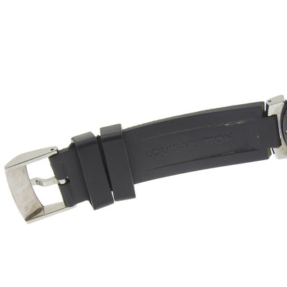 Louis Vuitton Tambour Gmt Watch Q113K Stainless Steel X Rubber Automatic Black Dial