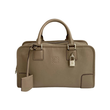 Loewe Amazona 28 Anagram Logo Embossed Leather Handbag/Mini Boston Bag Beige 37953