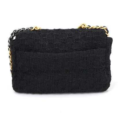 Chanel 19 2Way Hand Chain Shoulder Bag Tweed Leather Black As1160