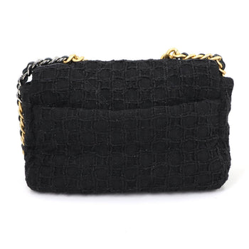 Chanel 19 2Way Hand Chain Shoulder Bag Tweed Leather Black As1160