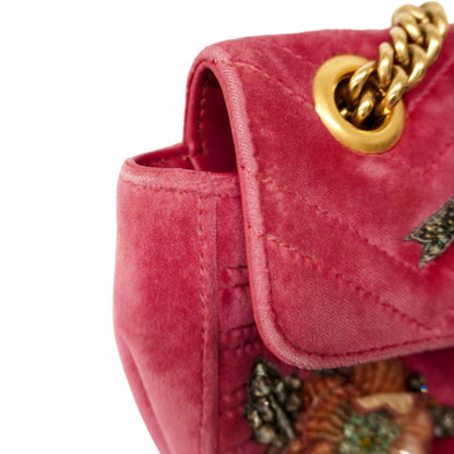Gucci Gg Marmont Shoulder Bag 446744 Velvet Pink