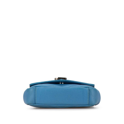 Saint Laurent Ysl Baby Chai Chain Shoulder Bag 399289 Blue Leather
