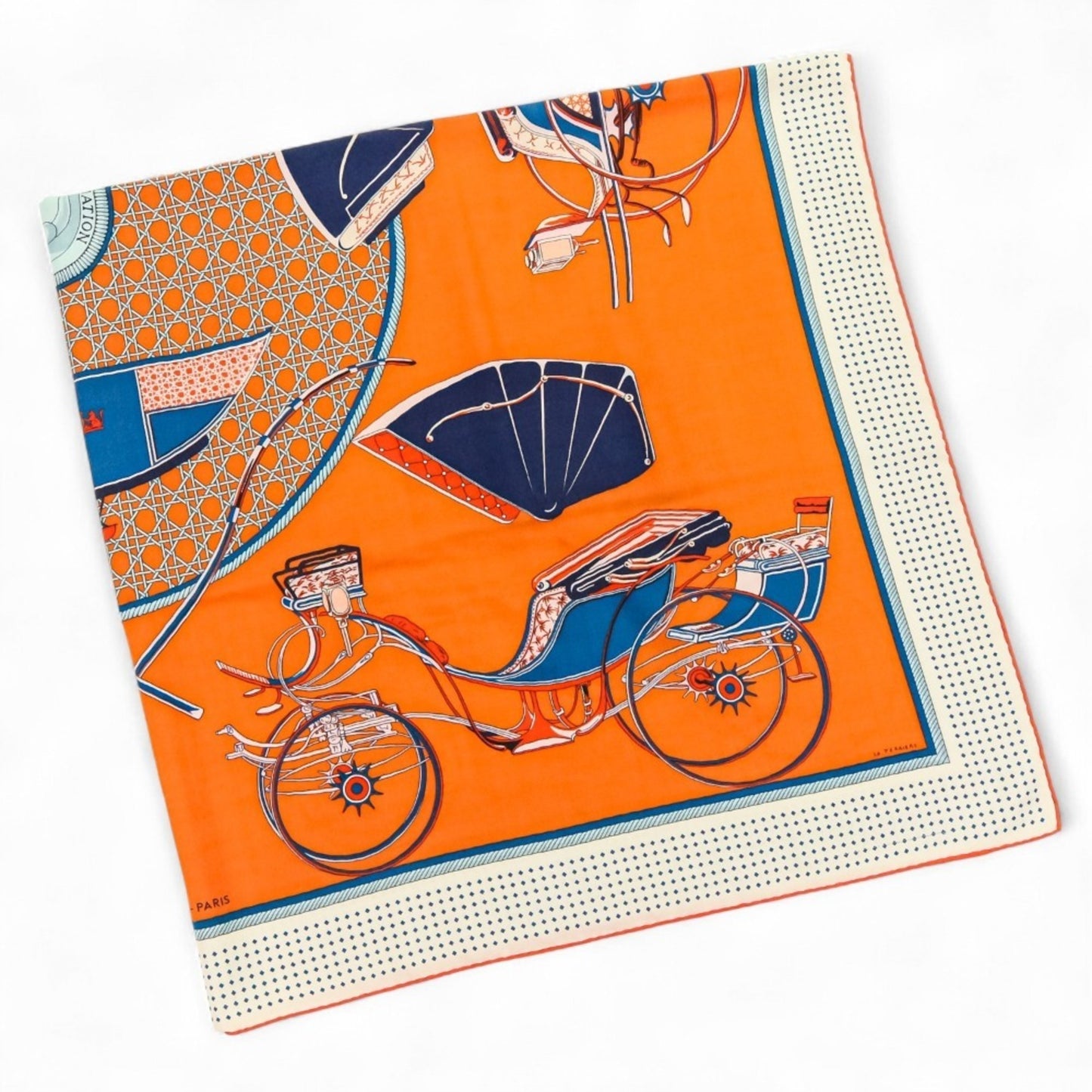 Hermes Carr 140 "Les Voitures A Transformation" Folding Canopy Carriage Scarf/Muffler