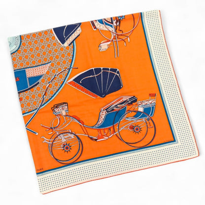Hermes Carr 140 "Les Voitures A Transformation" Folding Canopy Carriage Scarf/Muffler