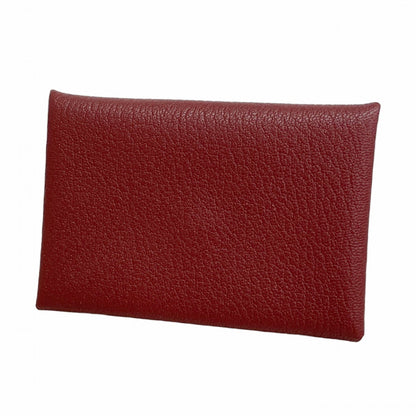 Hermes Herms Calvi Duo Chevre Card Case In Bordeaux