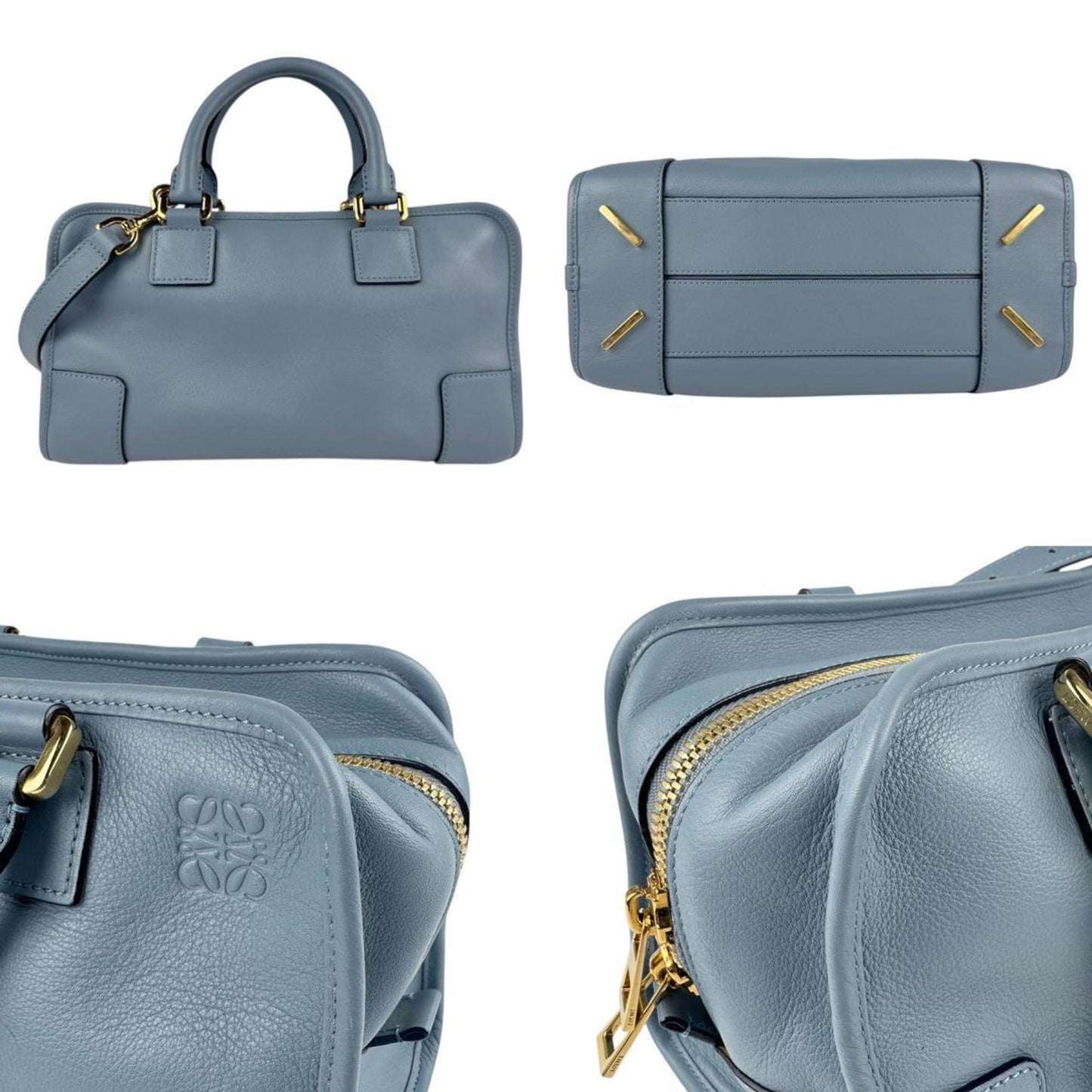 Loewe Shoulder Bag Handbag Amazona 28 Leather Blue Gray