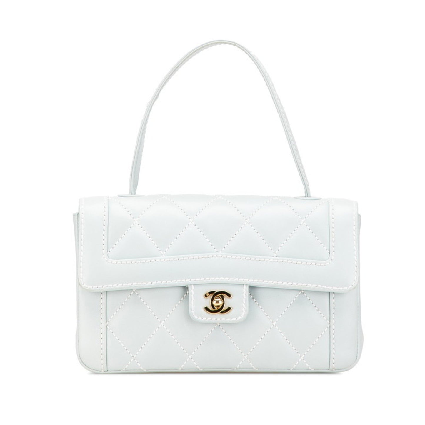 Chanel Coco Mark Wild Stitch Handbag In Light Blue Lambskin