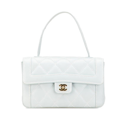 Chanel Coco Mark Wild Stitch Handbag In Light Blue Lambskin