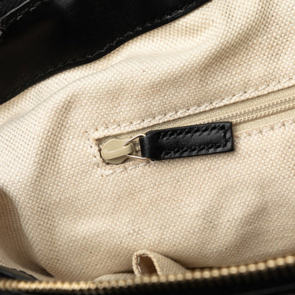 Gucci Diamante Sukey Handbag Shoulder Bag 247902 Beige Black Canvas Leather