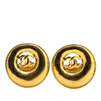 Chanel Coco Mark Round Earrings Gold Plated