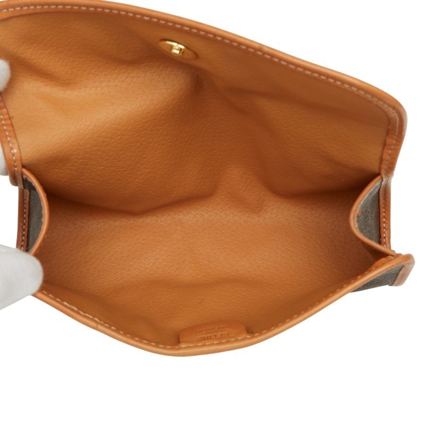 Celine Macadam Pouch Brown Leather