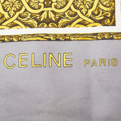Celine Scarf Muffler Grey Pink Multicolor Silk