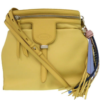Like New Tod'S Sear D Cube Leather Yellow Shoulder Bag 1136Tod'S