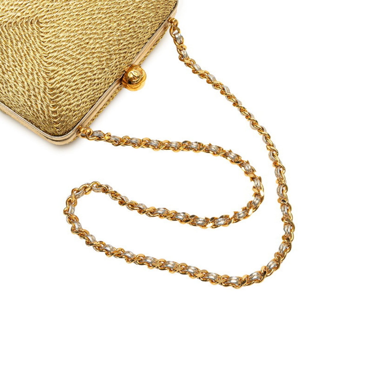 Chanel Coco Mark Clasp Chain Shoulder Bag In Gold Glitter Canvas