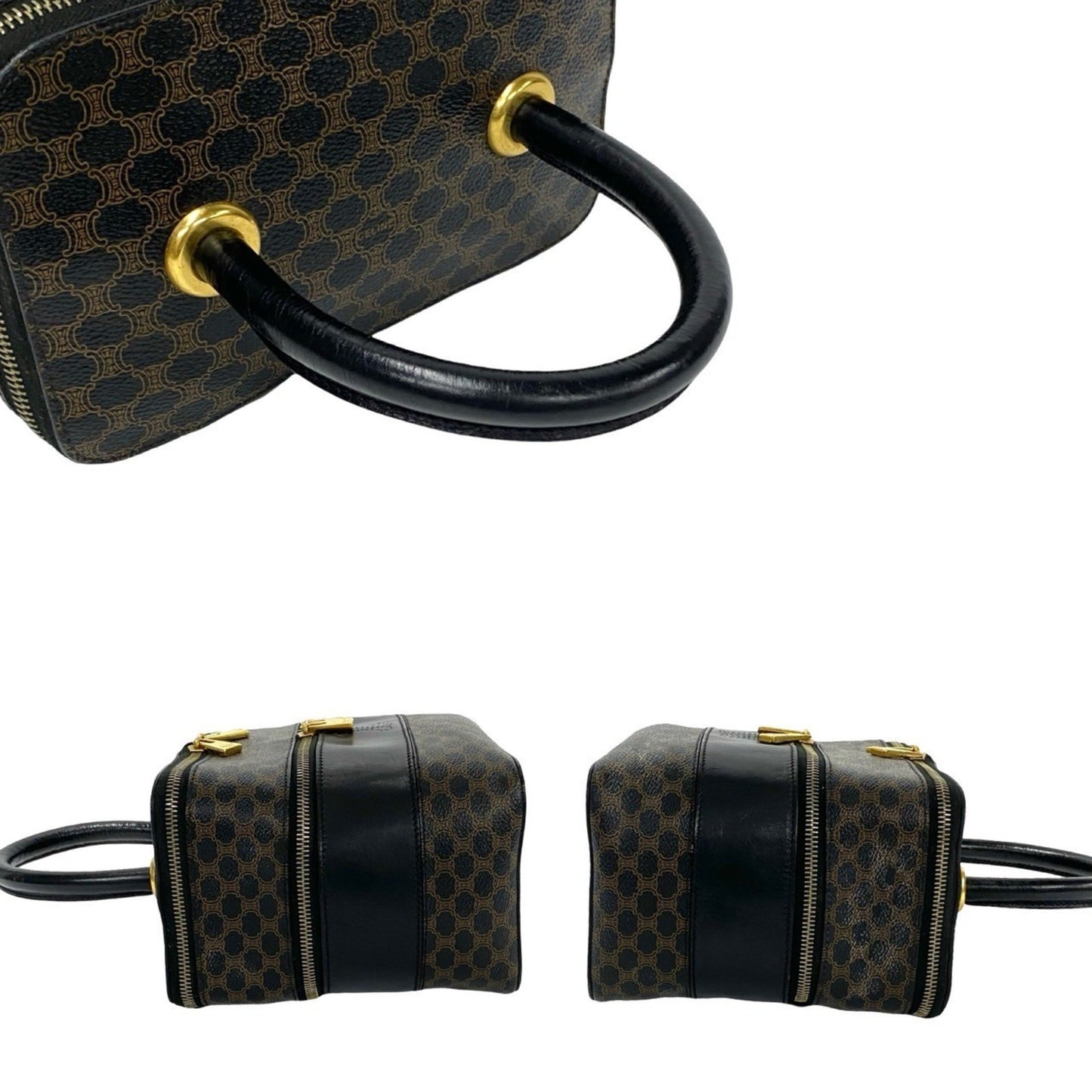 Celine Macadam Blason Triomphe Leather Handbag/Vanity Bag/Makeup Box