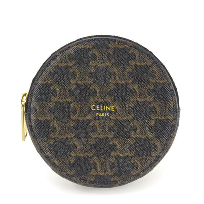 Celine Wallet/Coin Case Triomphe 10D222Bq3.38No Leather Black Brown Round