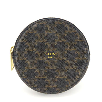 Celine Wallet/Coin Case Triomphe 10D222Bq3.38No Leather Black Brown Round