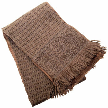 Loewe Scarf Wool Yarn Silk Dark Brown Stole Shawl Yy-14487